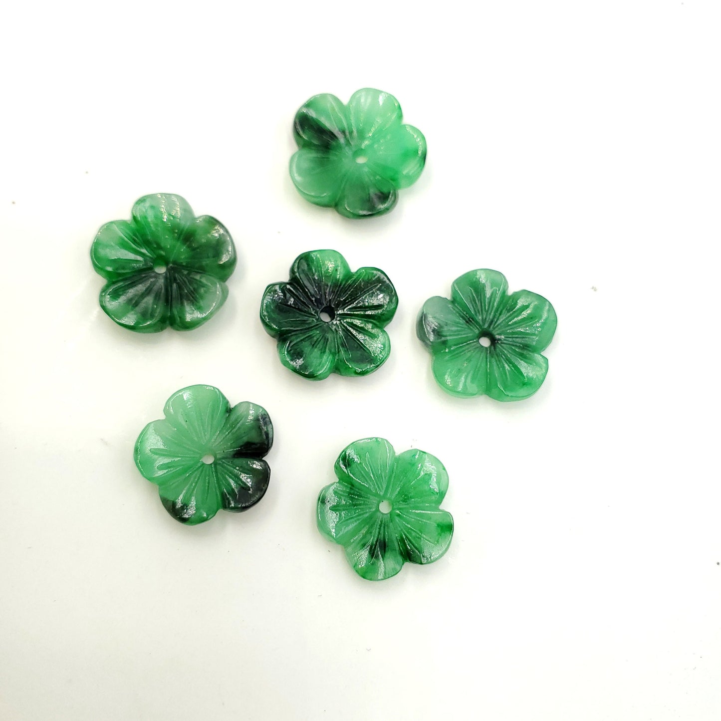 Yingmart Pairs of Green natural Jade stone Charm carved Apricot Blossom Pendant Necklace, Earring, Good Luck Pendant, Protection