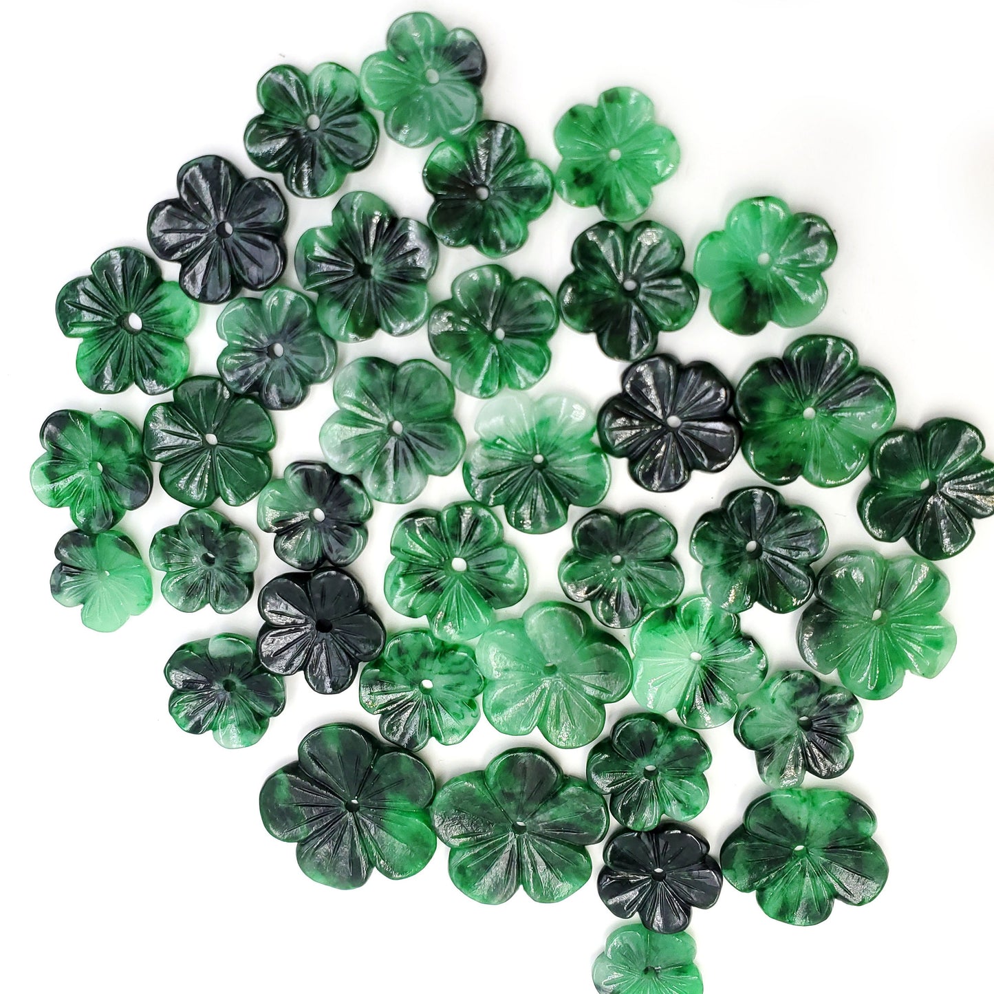 Yingmart Pairs of Green natural Jade stone Charm carved Apricot Blossom Pendant Necklace, Earring, Good Luck Pendant, Protection