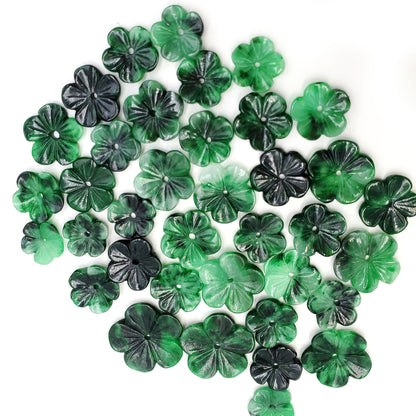 Yingmart Pairs of Green natural Jade stone Charm carved Apricot Blossom Pendant Necklace, Earring, Good Luck Pendant, Protection