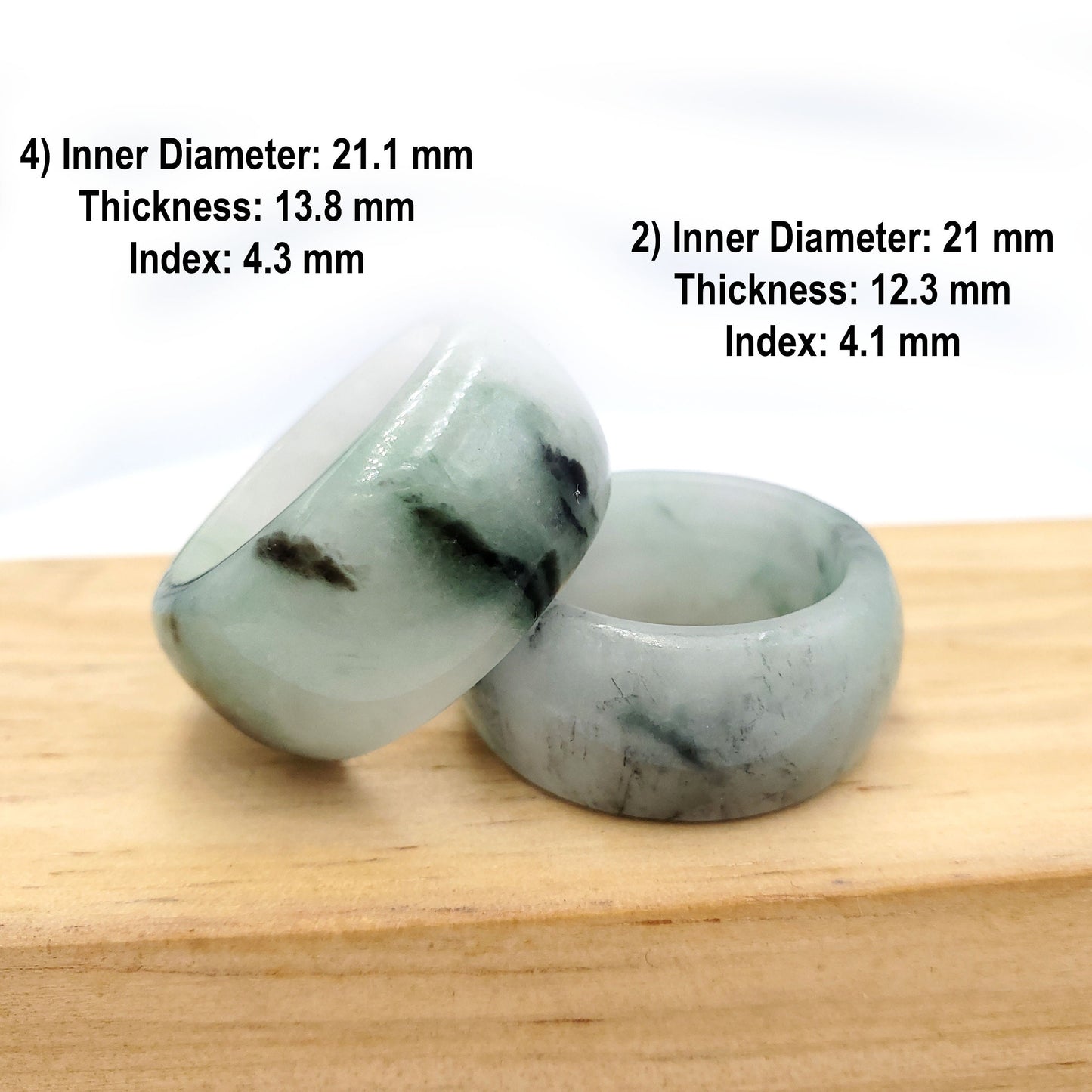Yingmart Dark And Light Oil Green Jadeite Jade Ring, Burmese Myanmar, Vintage Jewelry Gift for Her Mom, Feng Shui Grandma Sister Men Women