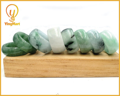 Yingmart Dark And Light Oil Green Jadeite Jade Ring, Burmese Myanmar, Vintage Jewelry Gift for Her Mom, Feng Shui Grandma Sister Men Women