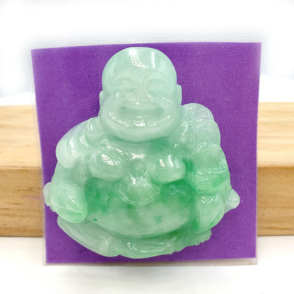 Yingmart Light Green Natural Jade Stone Carved Statue of Buddha Jadeite, Protection, Good Luck