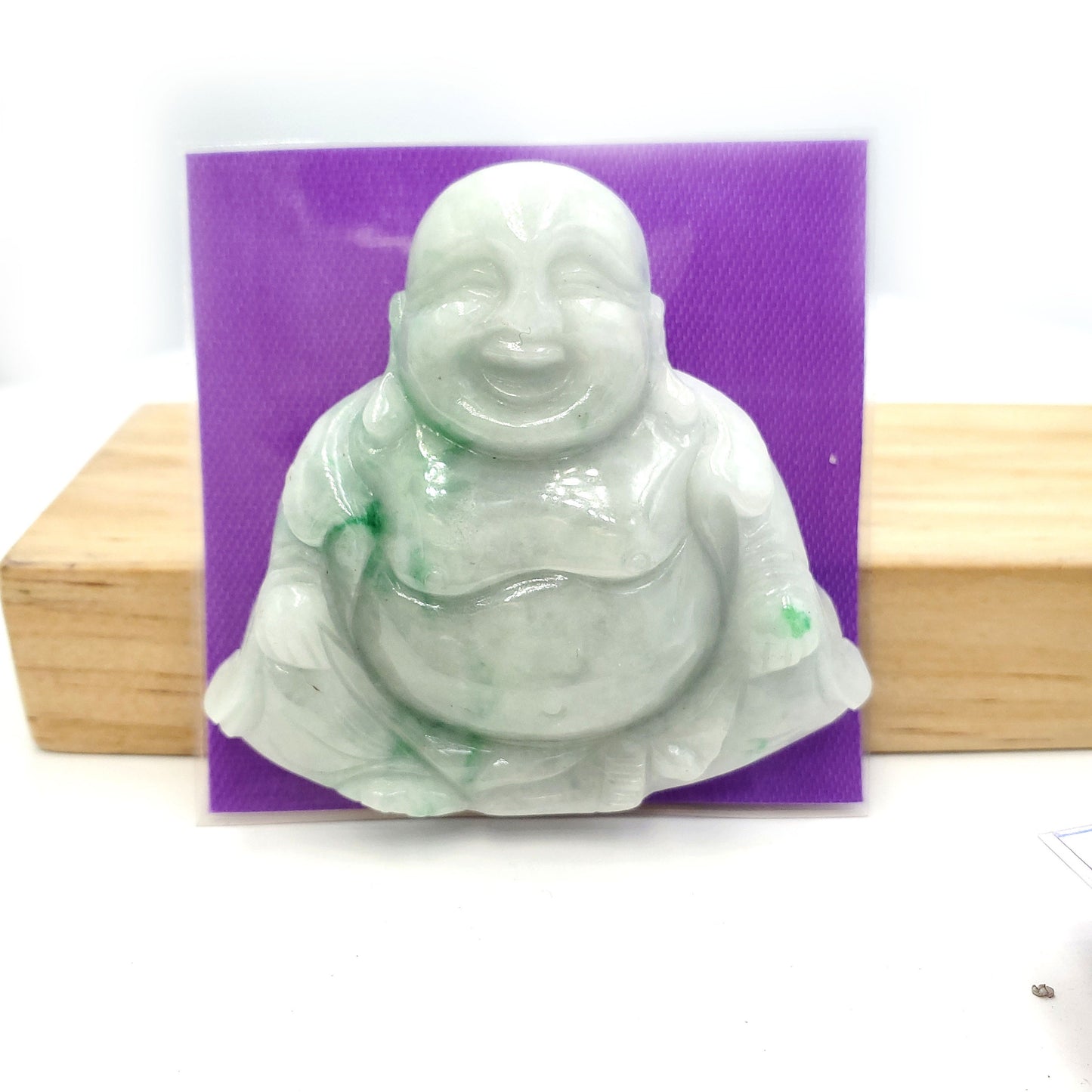 Yingmart Light Green Natural Jade Stone Carved Statue of Buddha Jadeite, Protection, Good Luck
