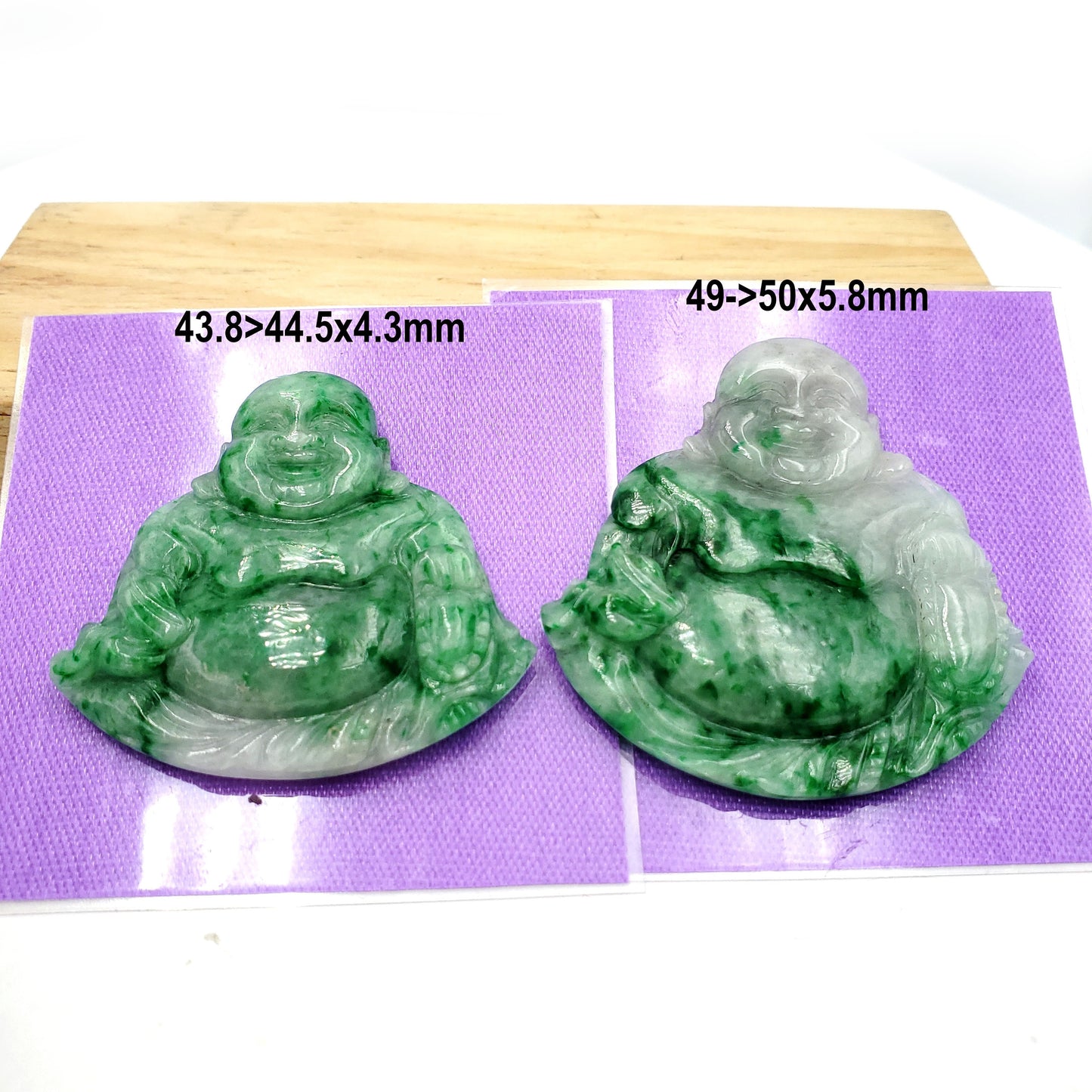 Yingmart White Green Spot Natural Jade Stone Carved Statue of Buddha Jadeite, Protection, Good Luck