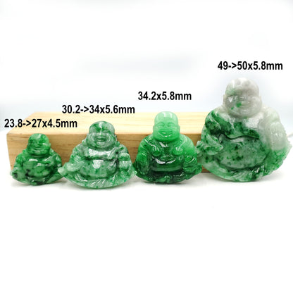 Yingmart White Green Spot Natural Jade Stone Carved Statue of Buddha Jadeite, Protection, Good Luck
