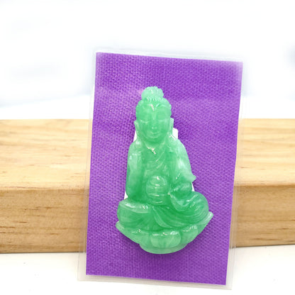 Yingmart Light Green Natural Jade Stone Carved Statue of gautama Buddha Jadeite, Protection, Good Luck