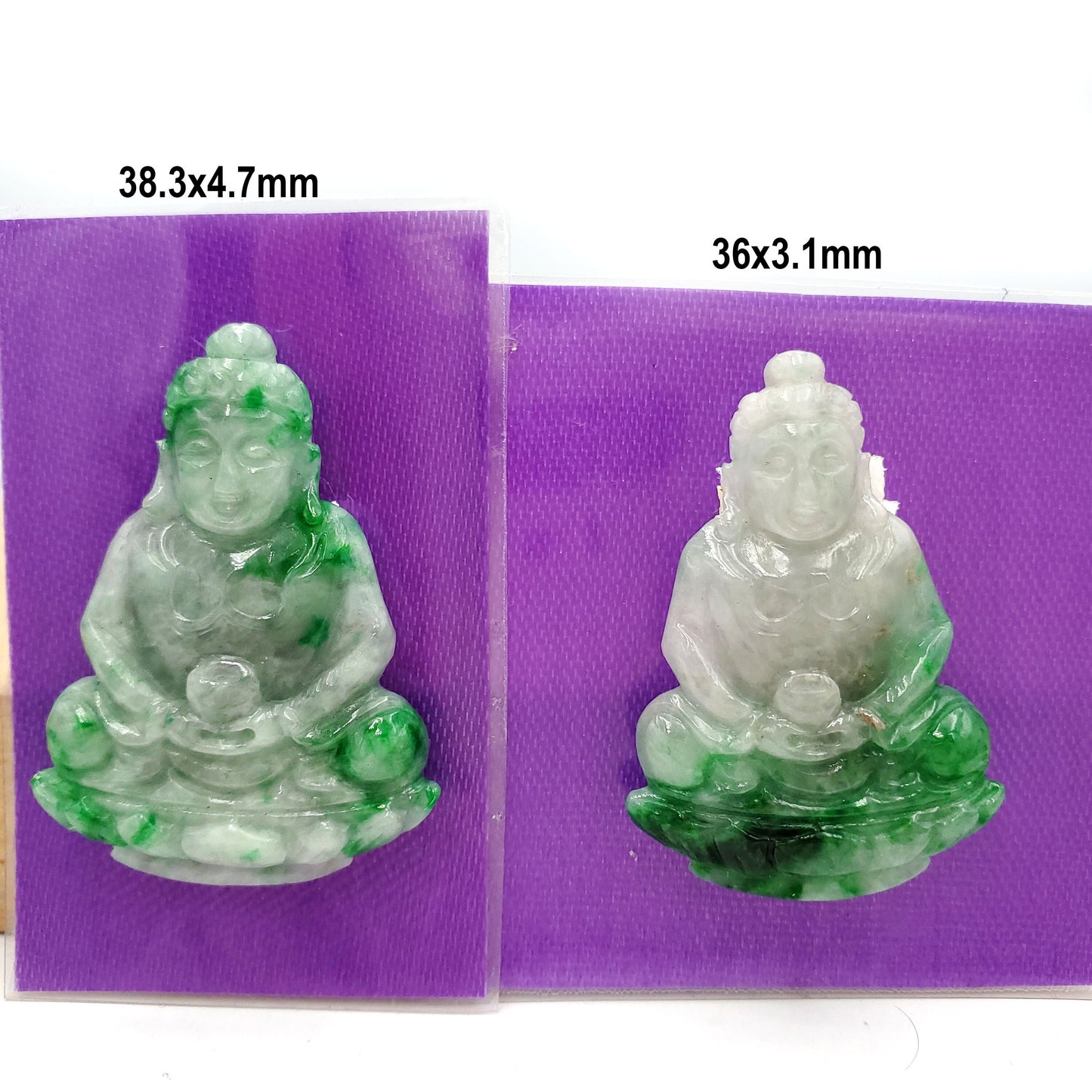 Yingmart White Green Spot Natural Jade Stone Carved Statue of gautama Buddha Jadeite, Protection, Good Luck