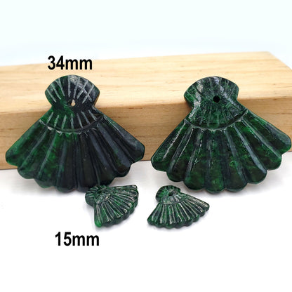 Yingmart Pairs of Green natural jade charm Caved Hand Fan, necklace, Earrings, Pendant, Chain bracelet bead decoration, Lucky pendant