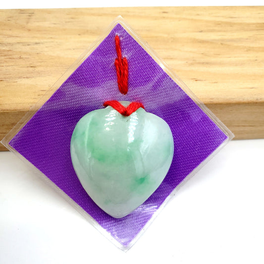Yingmart Green natural jade charm Caved Heart, necklace, Pendant, Chain bracelet bead decoration, Lucky pendant