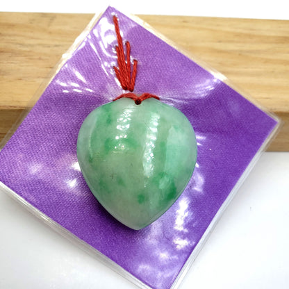 Yingmart Green natural jade charm Caved Heart, necklace, Earrings, Pendant, Chain bracelet bead decoration, Lucky pendant
