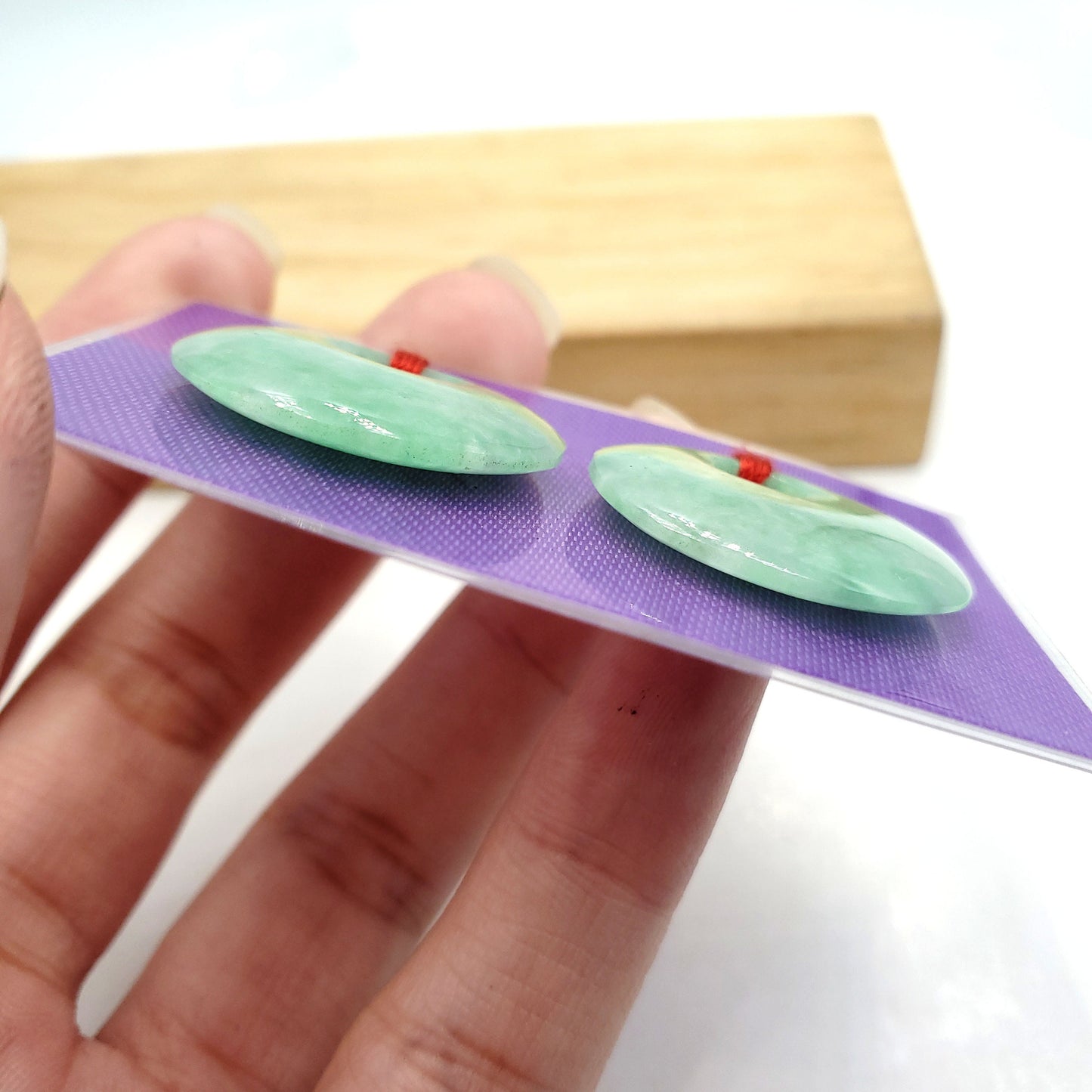 Yingmart Pairs of Green natural jade charm Carved Circle, necklace, Earrings, Pendant, decoration, Lucky pendant