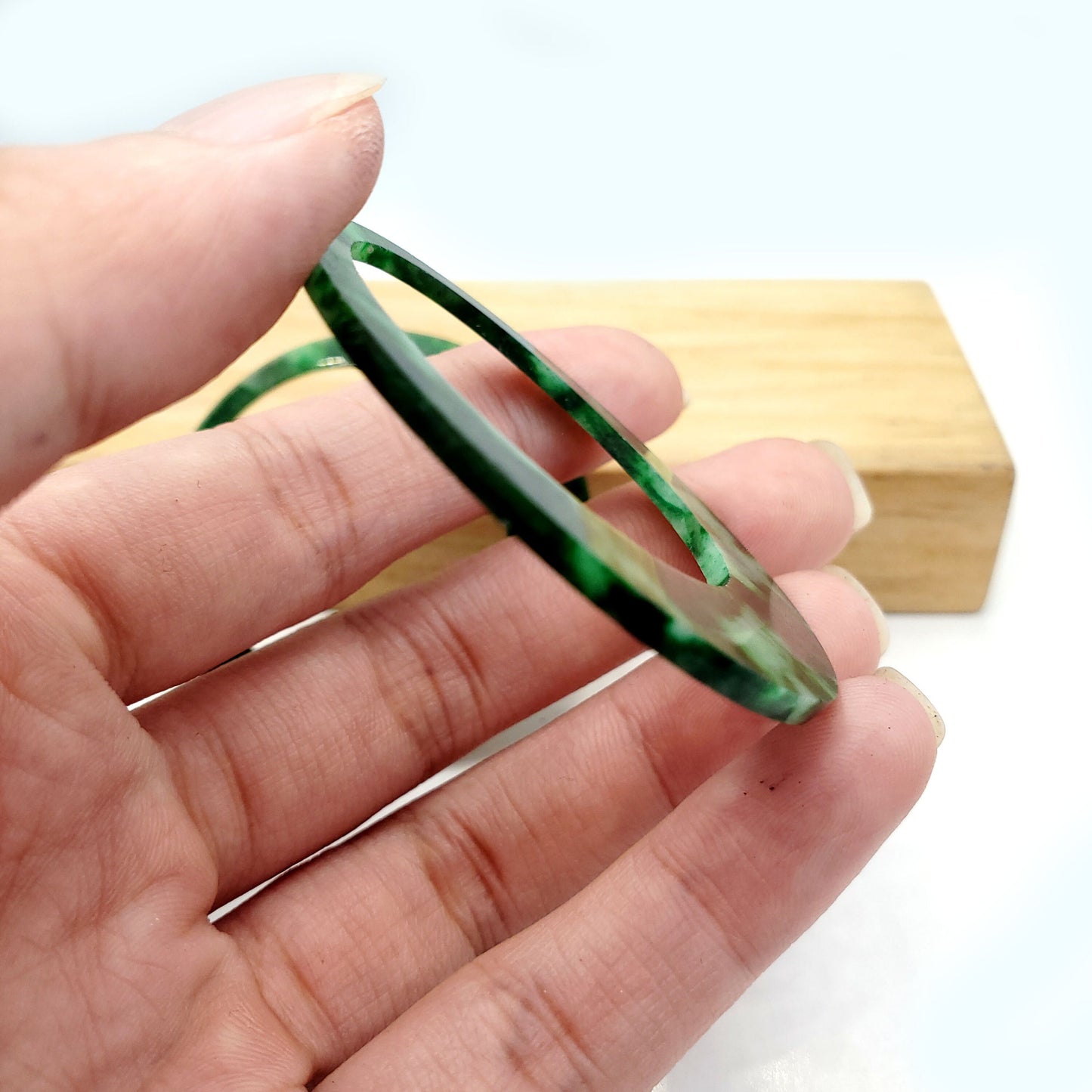 Yingmart Pairs of Green natural jade charm Caved Circle, necklace, Earrings, Pendant, decoration, Lucky pendant