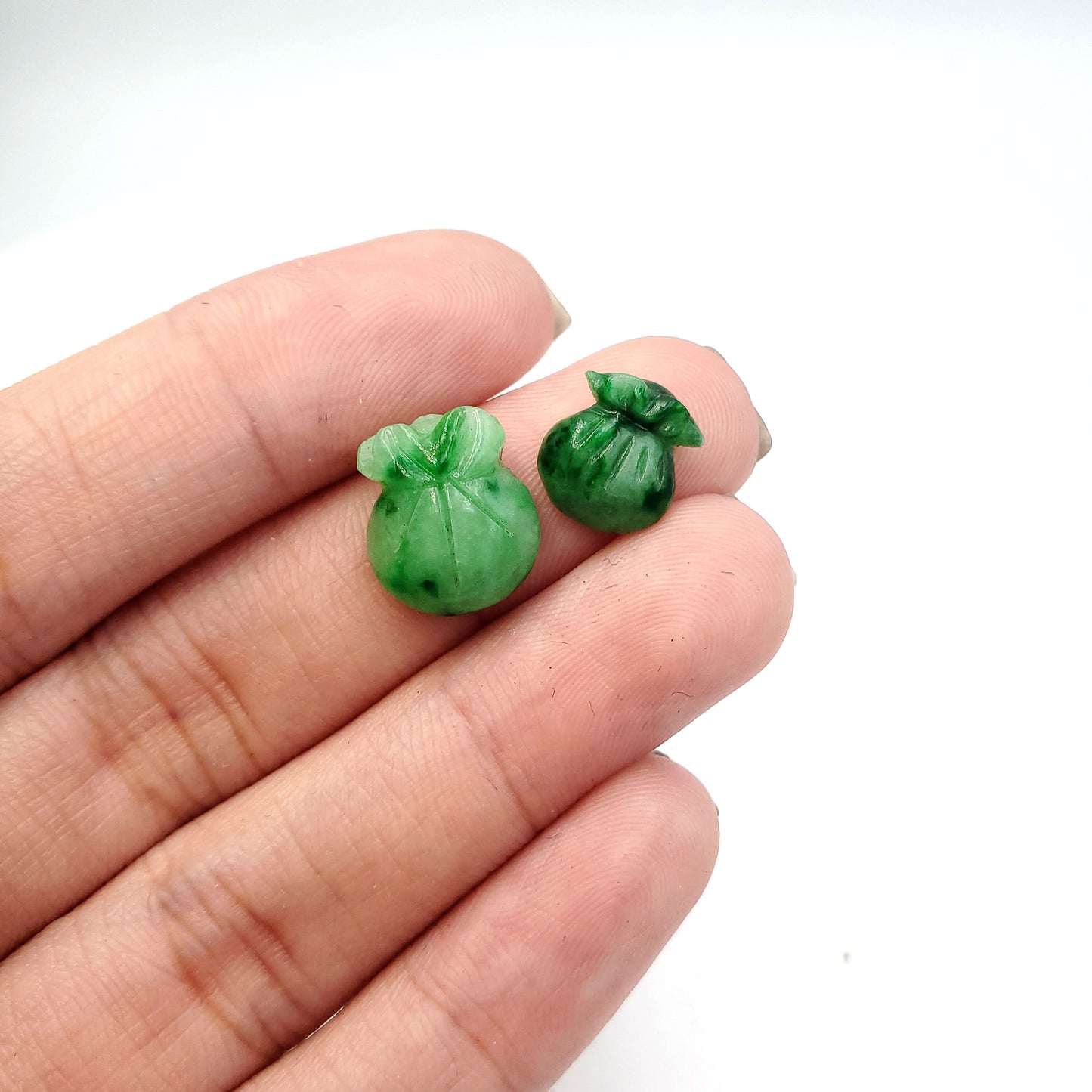Yingmart Green natural jade charm Caved Bag, necklace, Earrings, Pendant, Chain bracelet bead decoration, Lucky pendant