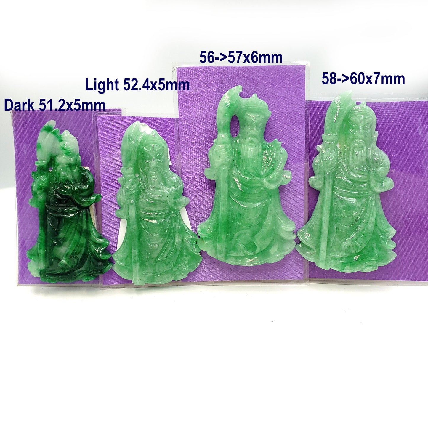 Yingmart Green Natural Jade Stone Carved Statue of generals Jadeite, Protection, Good Luck