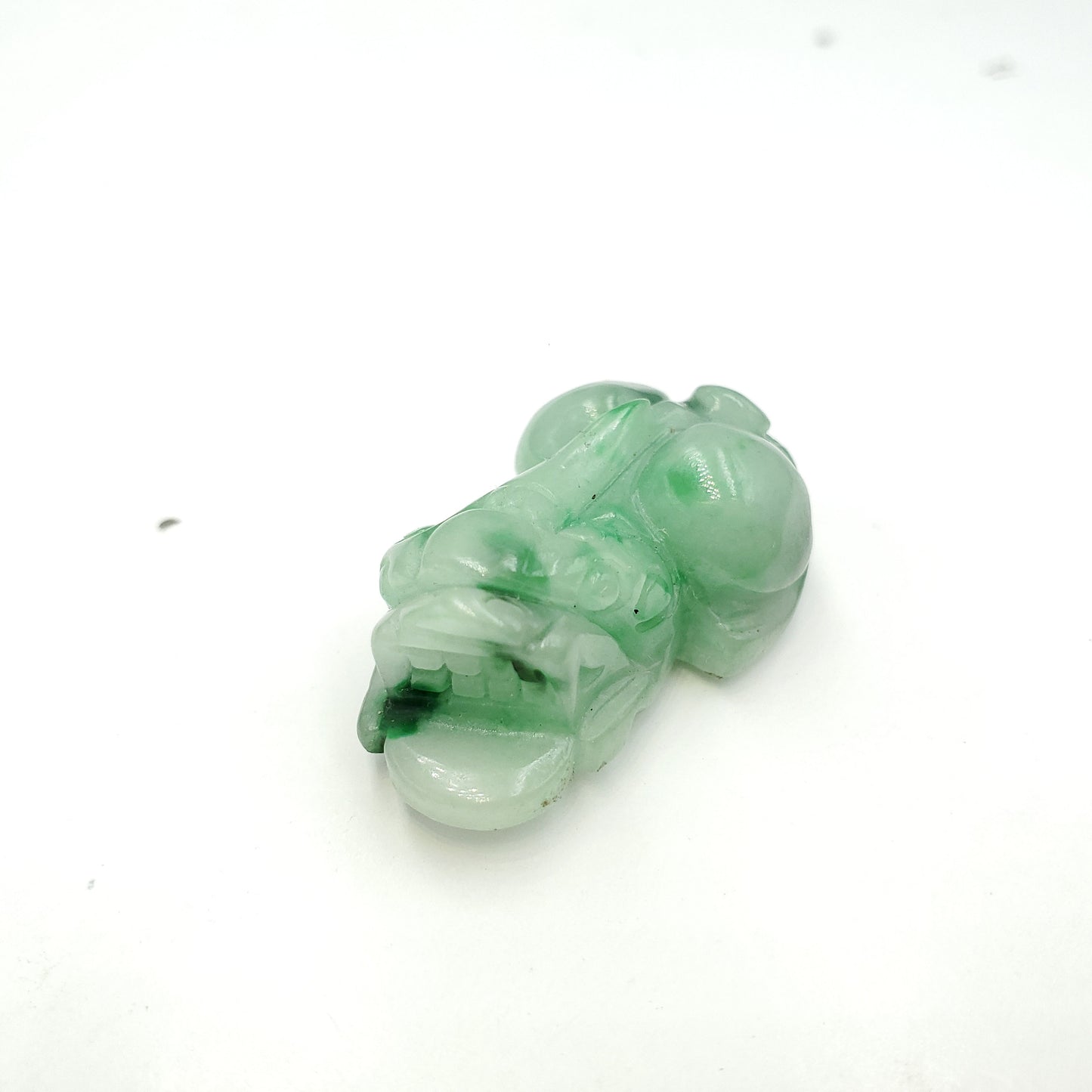 Yingmart Green Natural Jade Stone Carved Statue of Pixiu Jadeite, Protection, Good Luck