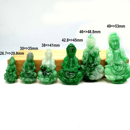 Yingmart Green Natural Jade Stone Carved Statue of Bodhisattva Jadeite, Protection, Good Luck