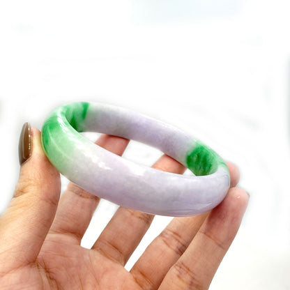 Yingmart 48 to 65mm Light Green, White Purple  jadeite Bracelet Bangle Natural Jade , Vintage Jewelry, Real Gemstone Bracelet, Gift for her