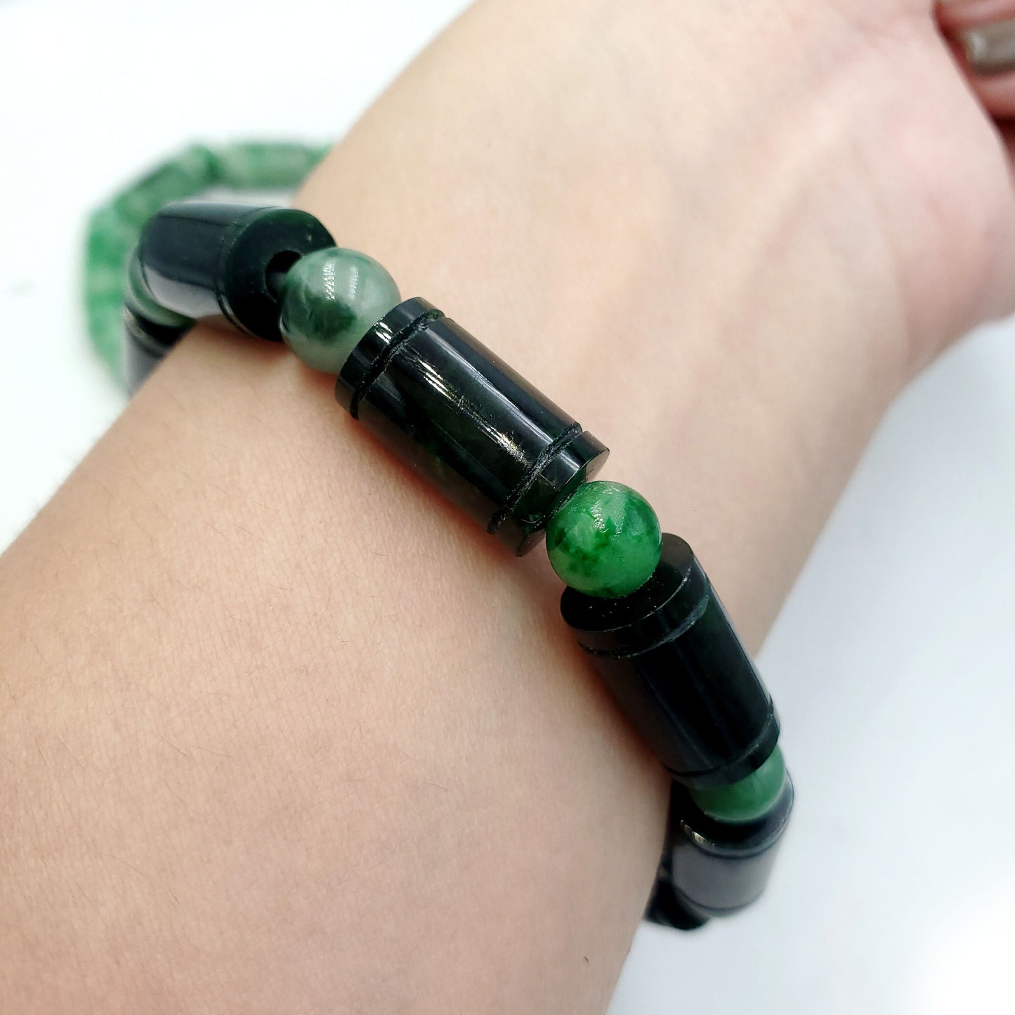 Yingmart Natural Green Jade Jadeite Baracelet, Chain bracelet bead, Jade Gemstones,Real Gemstone Bracelet, Gift for her