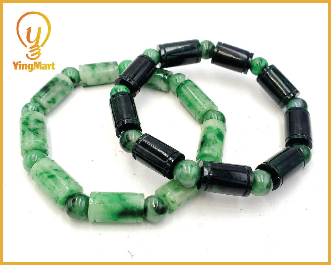 Yingmart Natural Green Jade Jadeite Baracelet, Chain bracelet bead, Jade Gemstones,Real Gemstone Bracelet, Gift for her
