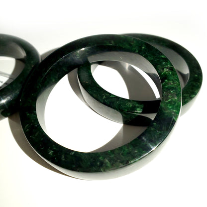 Yingmart Genuine Dark Green Black Spot Natural Jadeite Jade Bangles, Real Gemstone Bracelet, Vintage Jewelry, Gift for her