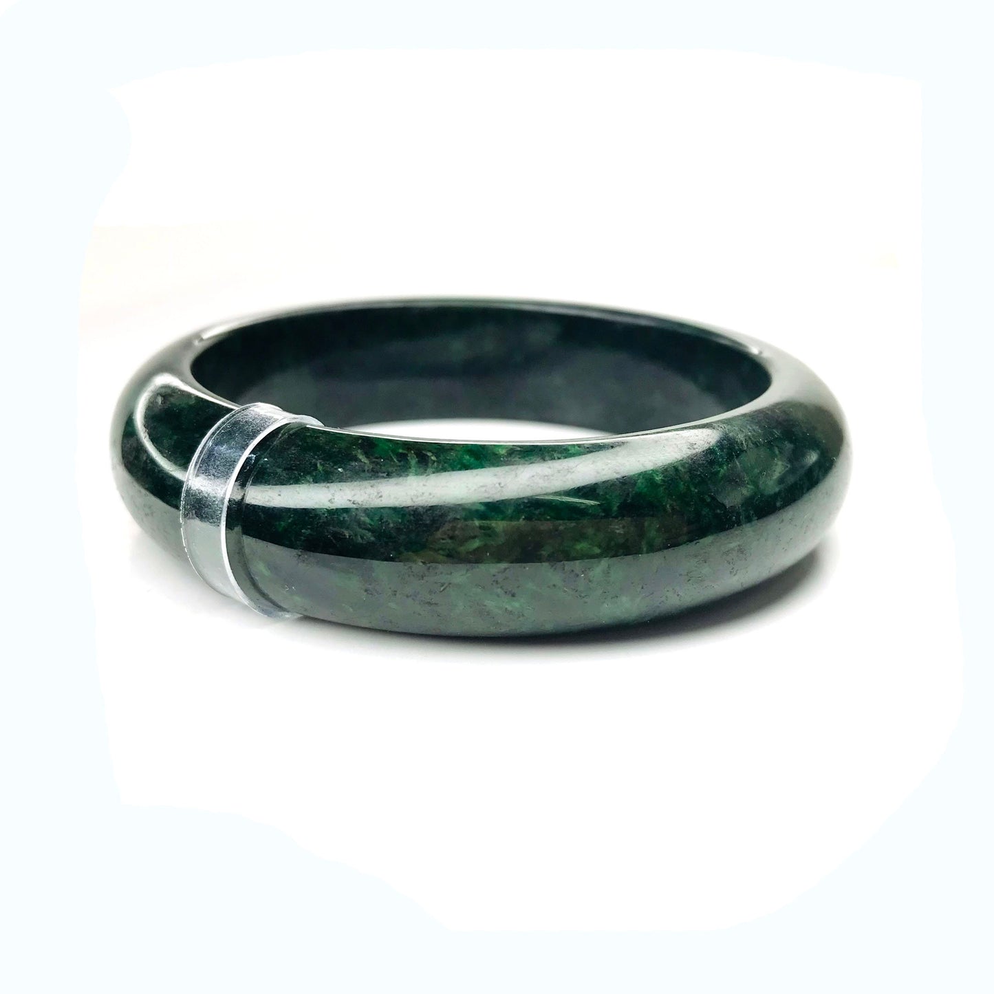 Yingmart Genuine Dark Green Black Spot Natural Jadeite Jade Bangles, Real Gemstone Bracelet, Vintage Jewelry, Gift for her