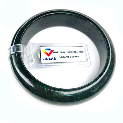 Yingmart Genuine Dark Green Black Spot Natural Jadeite Jade Bangles, Real Gemstone Bracelet, Vintage Jewelry, Gift for her