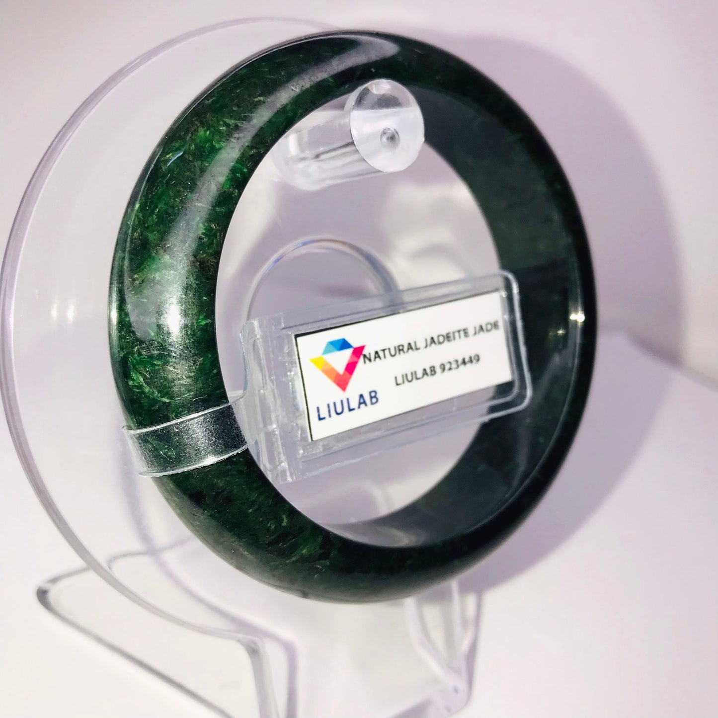 Yingmart Genuine Dark Green Black Spot Natural Jadeite Jade Bangles, Real Gemstone Bracelet, Vintage Jewelry, Gift for her