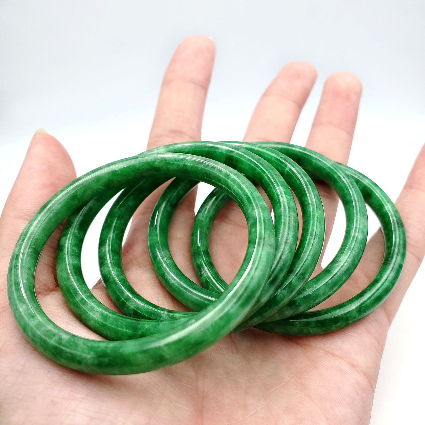 Yingmart 38-46mm Baby Size Green Natural Jadeite Jade Bangle Bracelet, Real Gemstone Bracelet, Vintage Jewelry, Birthday Gift