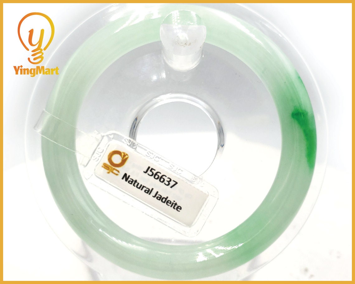 Yingmart 52mm Certified Natural  White with Stunning Green Spots Green Spots, Real Gemstone Bracelet, Vintage Jewelry, Gift for her