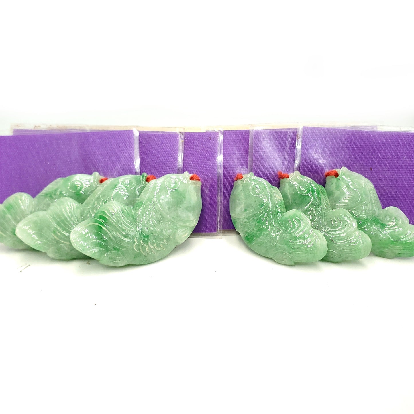 Yingmart Green natural Jade stone Charm carved Fish Pendant Necklace, Good Luck Pendant, Protection