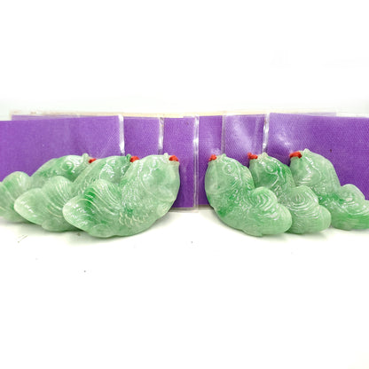 Yingmart Green natural Jade stone Charm carved Fish Pendant Necklace, Good Luck Pendant, Protection