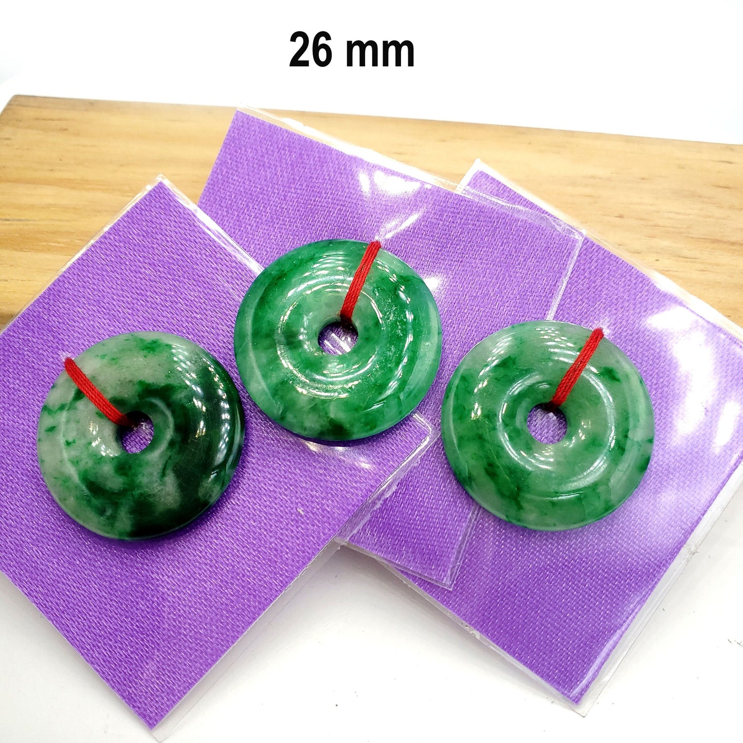 Yingmart Green natural Jade stone Charm carved Donut Jadeite Pendant Pendant Necklace, Good Luck Pendant, Protection