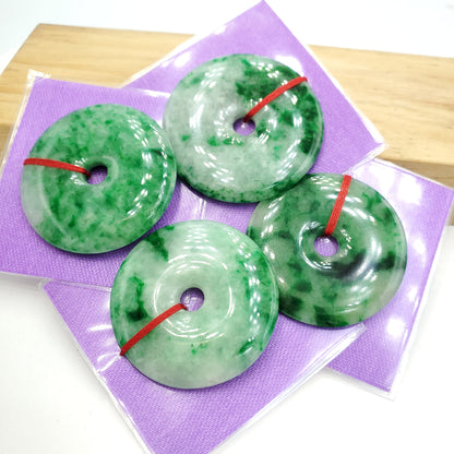 Yingmart Green natural Jade stone Charm carved Donut Jadeite Pendant Pendant Necklace, Good Luck Pendant, Protection