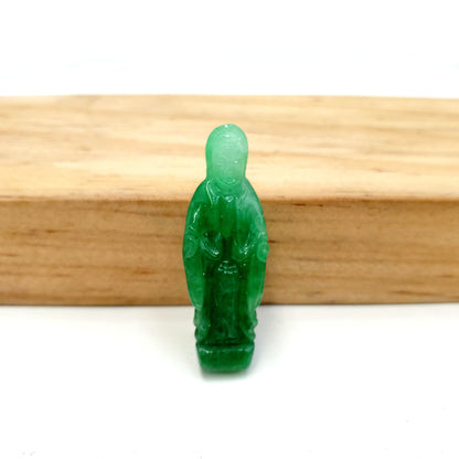 Yingmart Green Natural Jade Stone Carved Statue of Blessed Mother Jadeite, Protection, Good Luck