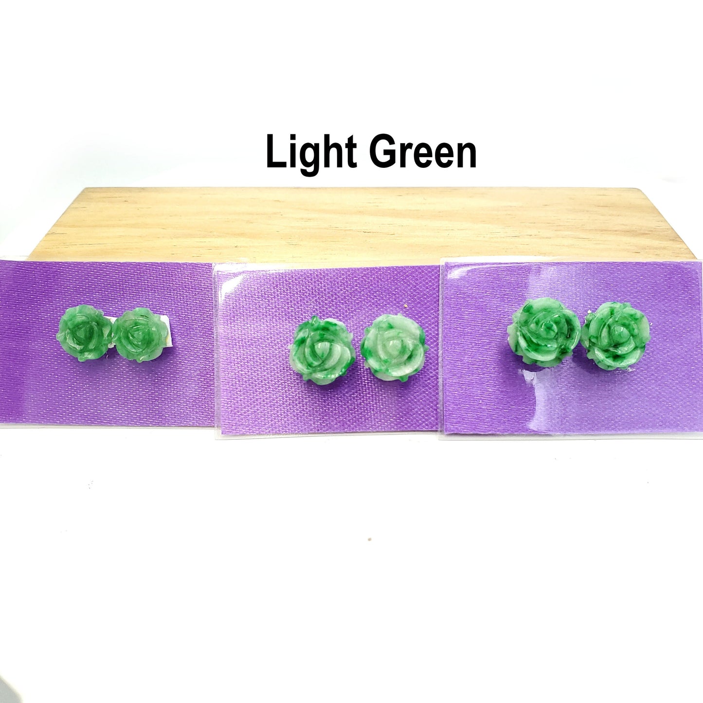 Yingmart Pairs of Green natural Jade stone Charm Caved Rose Face Ring, Earring Pendant Necklace, Earring, Decoration, Good Luck Pendant