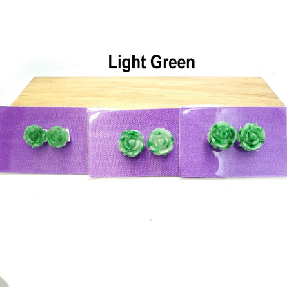 Yingmart Pairs of Green natural Jade stone Charm Caved Rose Face Ring, Earring Pendant Necklace, Earring, Decoration, Good Luck Pendant