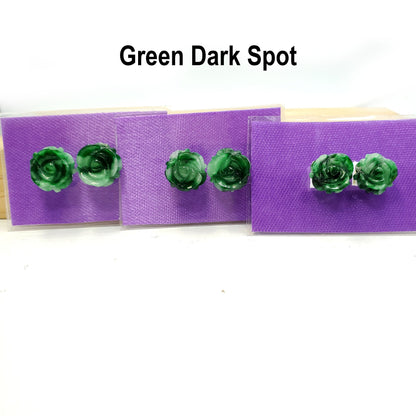 Yingmart Pairs of Green natural Jade stone Charm Caved Rose Face Ring, Earring Pendant Necklace, Earring, Decoration, Good Luck Pendant