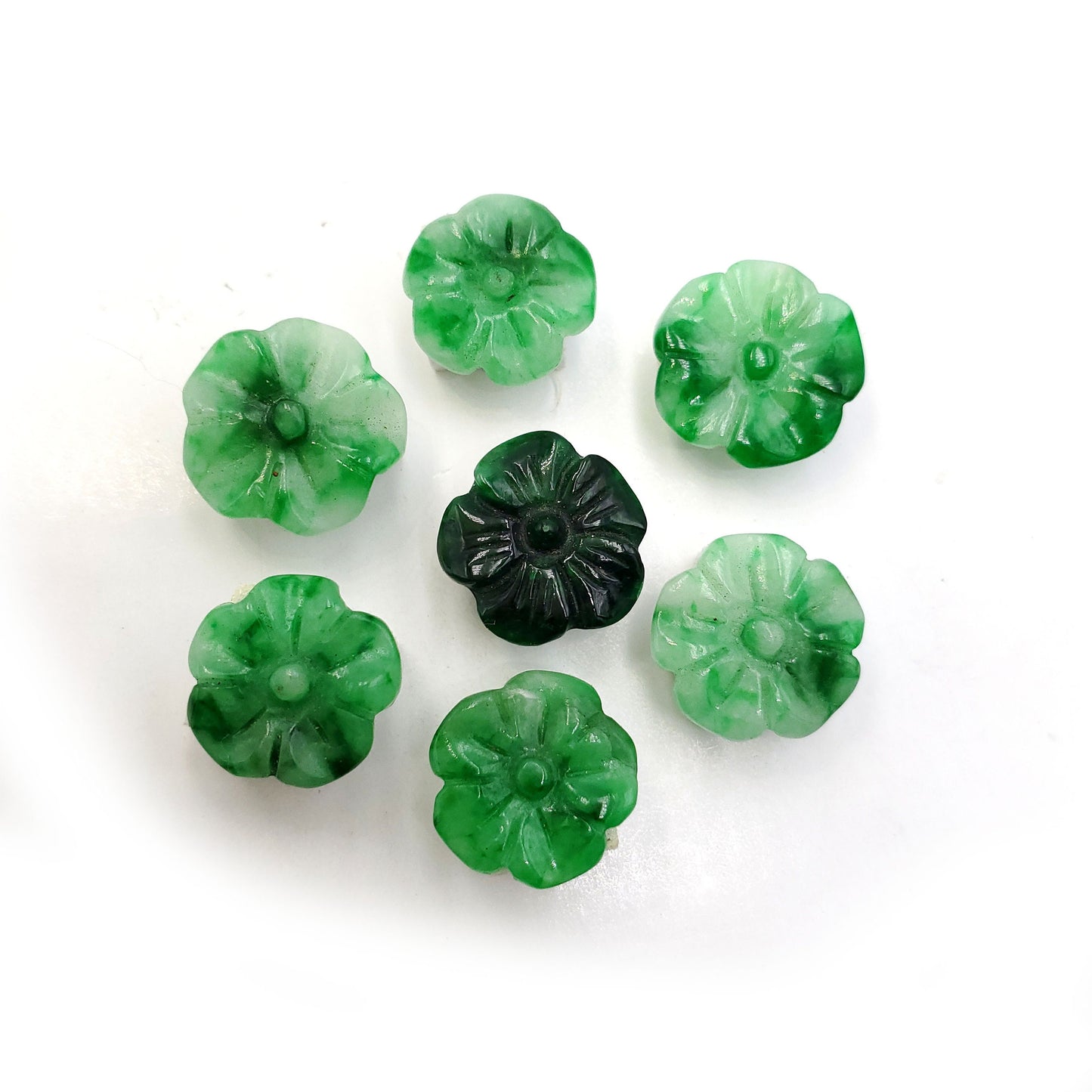 Yingmart Pairs of Green natural Jade stone Charm Caved Apricot Blossom Face Ring, Earring Pendant Necklace, Decoration, Good Luck Pendant