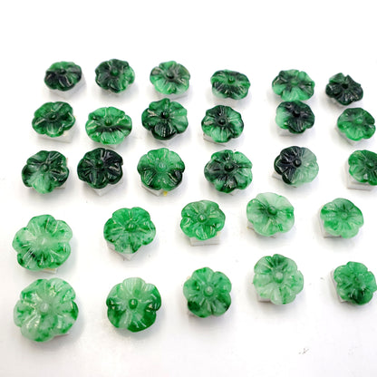 Yingmart Pairs of Green natural Jade stone Charm Caved Apricot Blossom Face Ring, Earring Pendant Necklace, Decoration, Good Luck Pendant