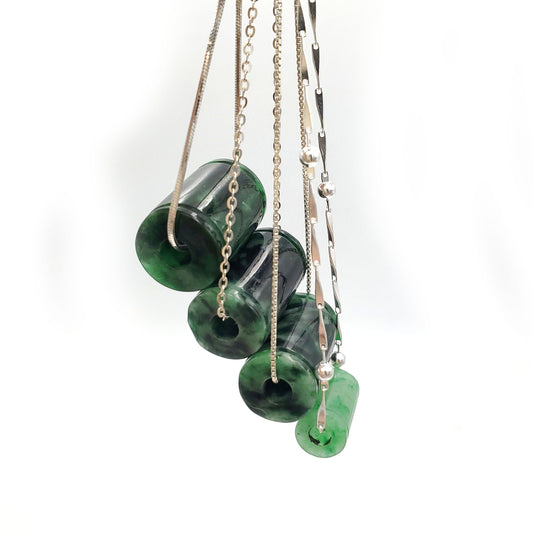 Yingmart Green natural jade charm, necklace,  Pendant, Chain bracelet bead decoration, Lucky pendant