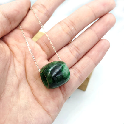 Yingmart Green natural jade necklace,  Pendant, Chain bracelet bead decoration, Lucky pendant