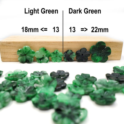 Yingmart Pairs of Green natural Jade stone Charm carved Apricot Blossom Pendant Necklace, Earring, Good Luck Pendant, Protection