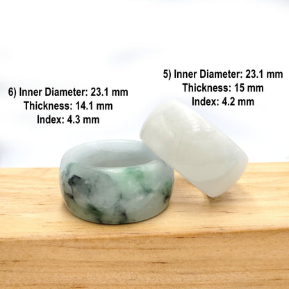 Yingmart Dark And Light Oil Green Jadeite Jade Ring, Burmese Myanmar, Vintage Jewelry Gift for Her Mom, Feng Shui Grandma Sister Men Women