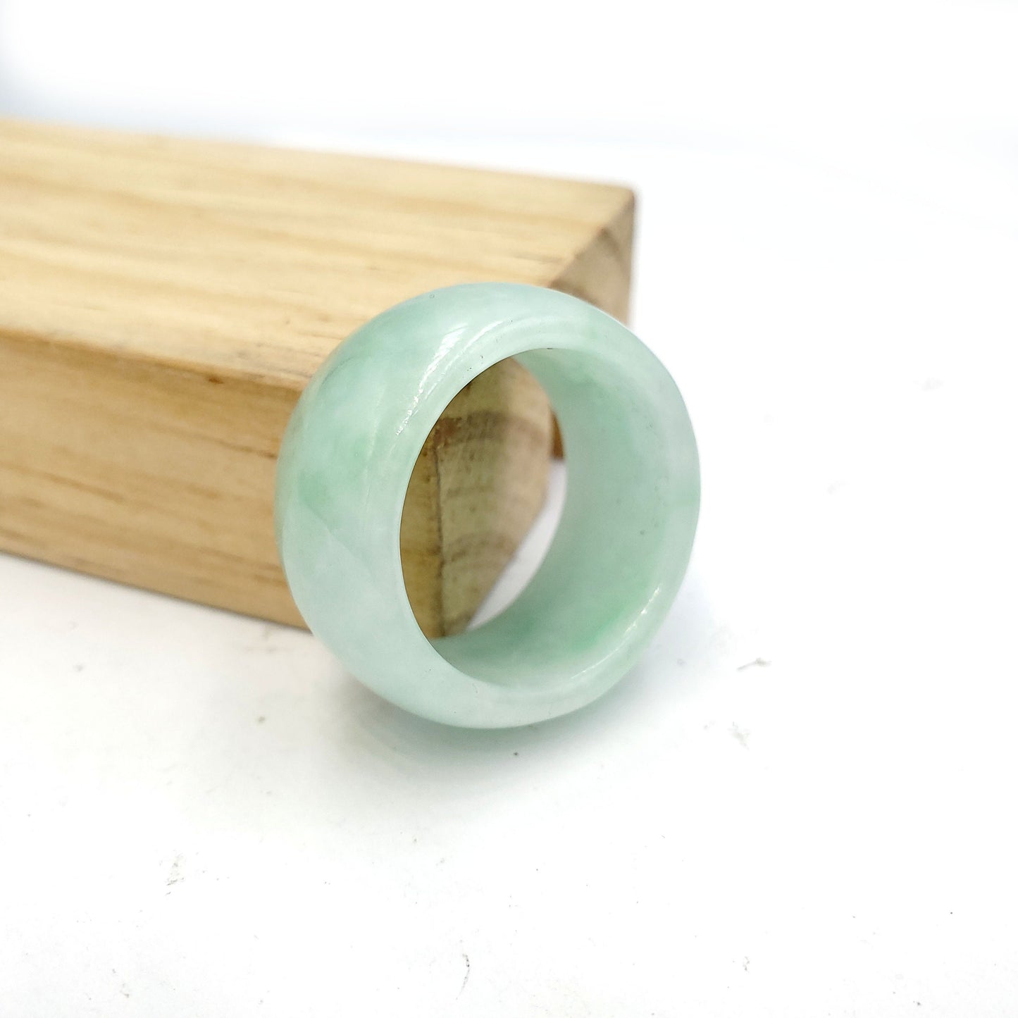 Yingmart Dark And Light Oil Green Jadeite Jade Ring, Burmese Myanmar, Vintage Jewelry Gift for Her Mom, Feng Shui Grandma Sister Men Women