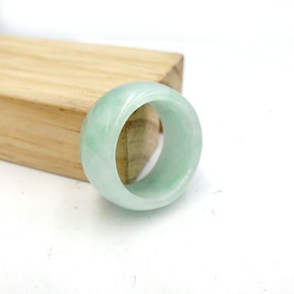 Yingmart Dark And Light Oil Green Jadeite Jade Ring, Burmese Myanmar, Vintage Jewelry Gift for Her Mom, Feng Shui Grandma Sister Men Women