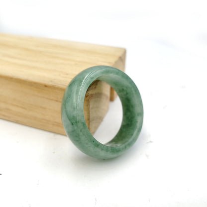 Yingmart Dark And Light Oil Green Jadeite Jade Ring, Burmese Myanmar, Vintage Jewelry Gift for Her Mom, Feng Shui Grandma Sister Men Women