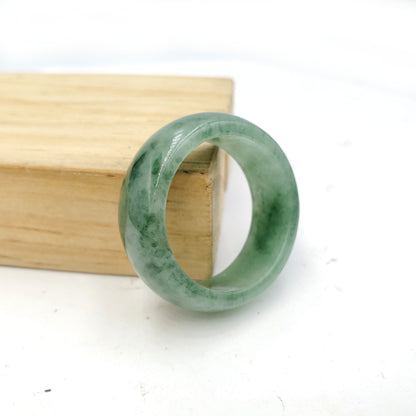 Yingmart Dark And Light Oil Green Jadeite Jade Ring, Burmese Myanmar, Vintage Jewelry Gift for Her Mom, Feng Shui Grandma Sister Men Women