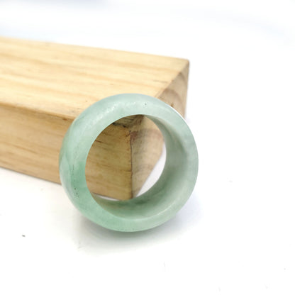 Yingmart Dark And Light Oil Green Jadeite Jade Ring, Burmese Myanmar, Vintage Jewelry Gift for Her Mom, Feng Shui Grandma Sister Men Women