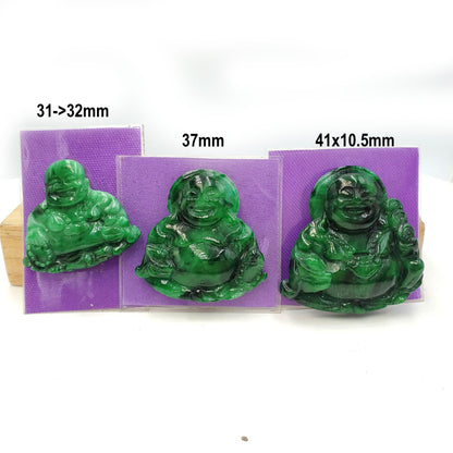 Yingmart Dark Green Natural Jade Stone Carved Statue of Buddha Jadeite, Protection, Good Luck
