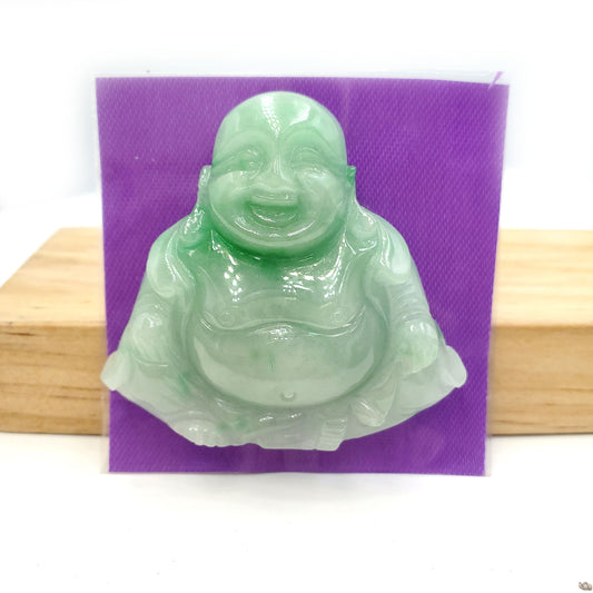 Yingmart Light Green Natural Jade Stone Carved Statue of Buddha Jadeite, Protection, Good Luck